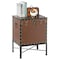 Vintiquewise Brown and Black Trimmed Faux Leather Lockable Square Lined Storage Trunk, End Table on Metal Stand QI003796.BN - alternate 1